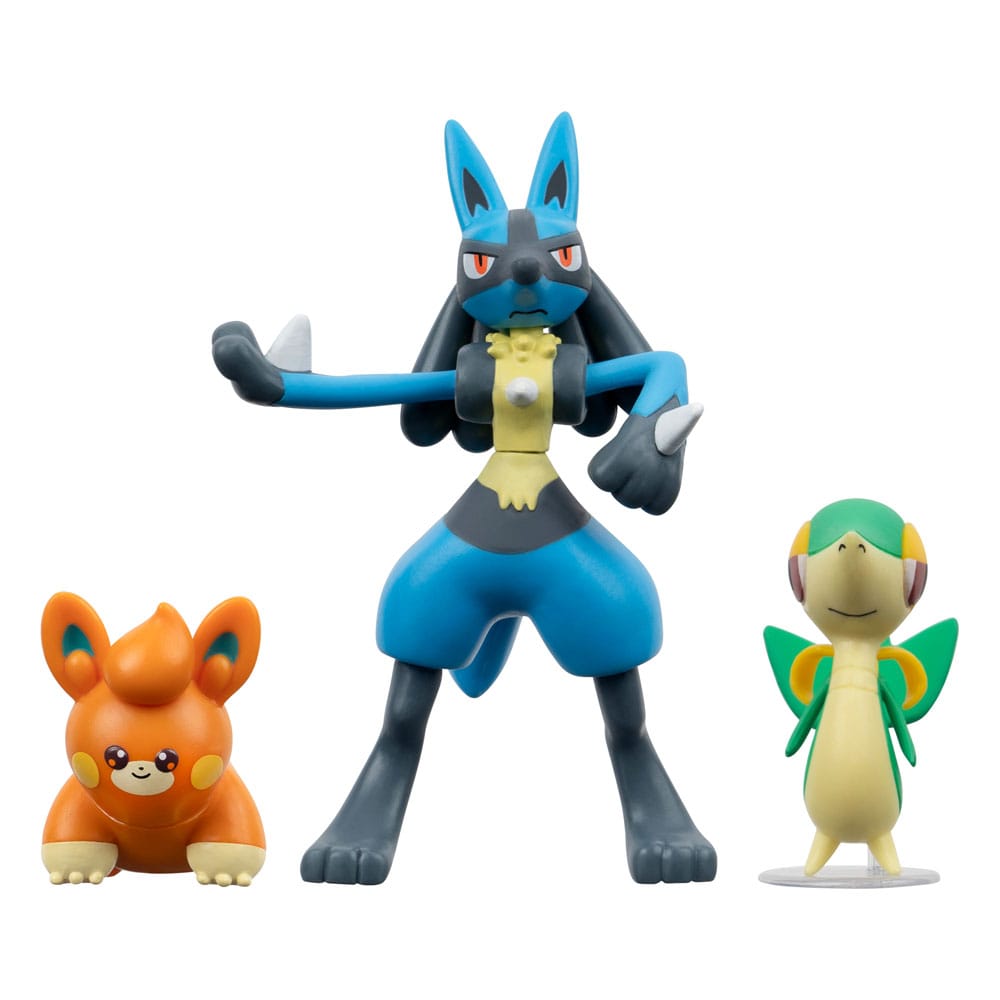 Pokémon Battle Figure Set 3-Pack Snivy, Pawmi, Lucario 5cm – Hobby