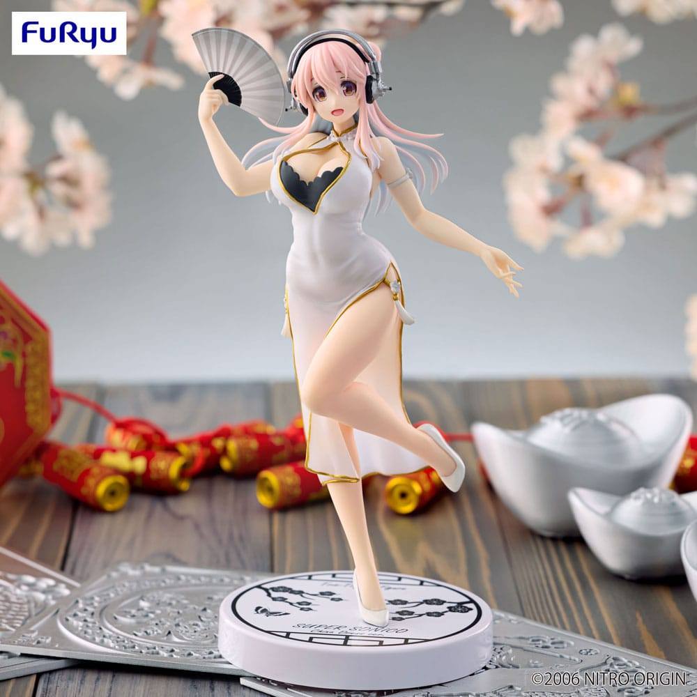 Super Sonico Trio-Try-iT PVC Statue White China Dress Ver. 21cm