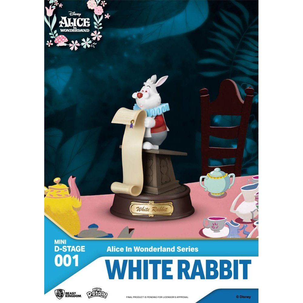 Alice in Wonderland Mini Diorama Stage PVC Statue Glasses White Rabbit 10cm - Scale Statue - Beast Kingdom Toys - Hobby Figures UK