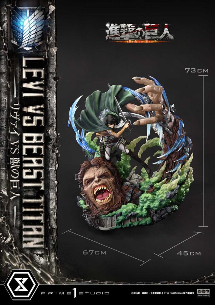 Attack on Titan Ultimate Premium Masterline Series Statue 1/4 Levi Versus Beast Titan 73cm - Scale Statue - Prime 1 Studio - Hobby Figures UK