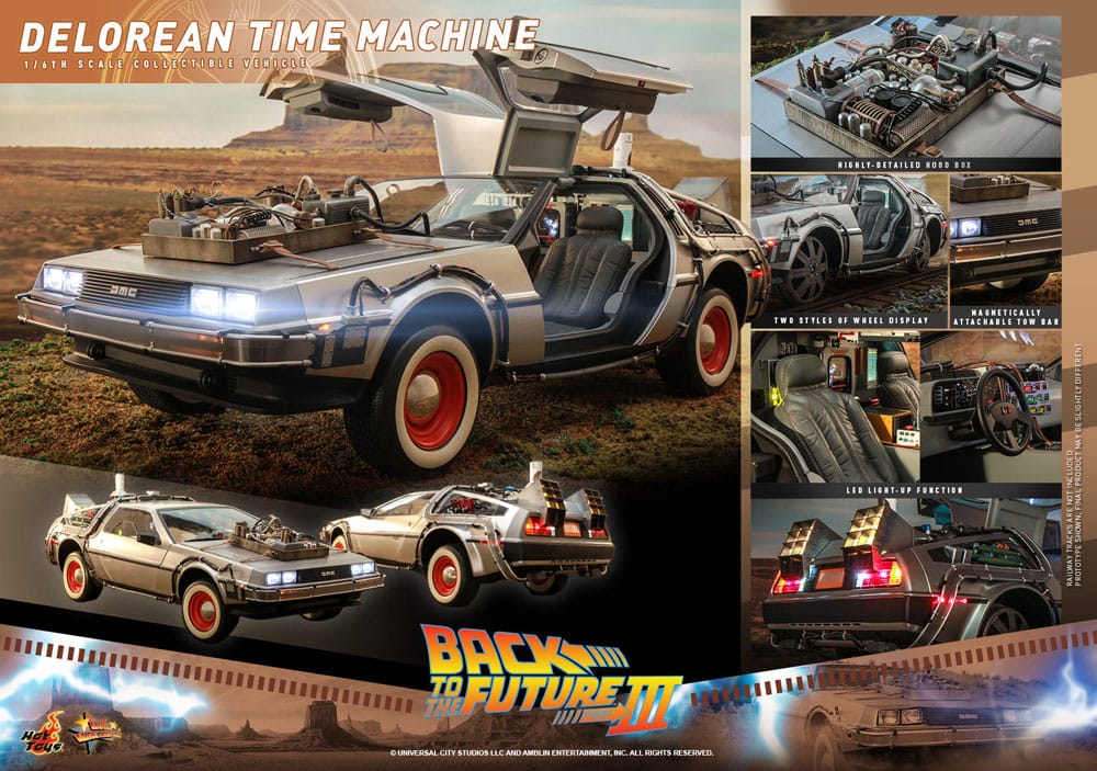 Back to the Future III Movie Masterpiece Vehicle 1/6 DeLorean Time Machine 72cm - Action Figures - Hot Toys - Hobby Figures UK