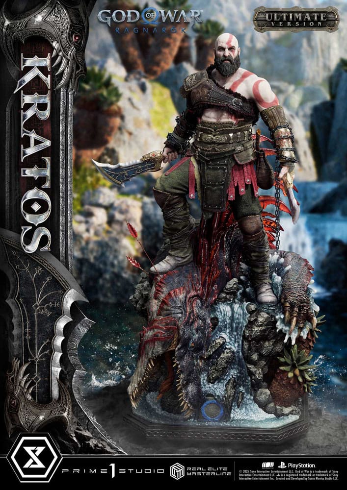 God of War: Ragnarok Real Elite Masterline Series Statue 1/3 Kratos Ultimate Bonus Version 95cm - Scale Statue - Prime 1 Studio - Hobby Figures UK