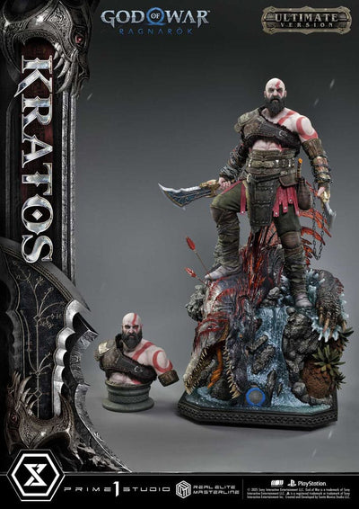 God of War: Ragnarok Real Elite Masterline Series Statue 1/3 Kratos Ultimate Bonus Version 95cm - Scale Statue - Prime 1 Studio - Hobby Figures UK