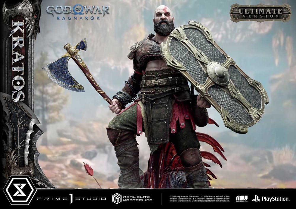 God of War: Ragnarok Real Elite Masterline Series Statue 1/3 Kratos Ultimate Bonus Version 95cm - Scale Statue - Prime 1 Studio - Hobby Figures UK