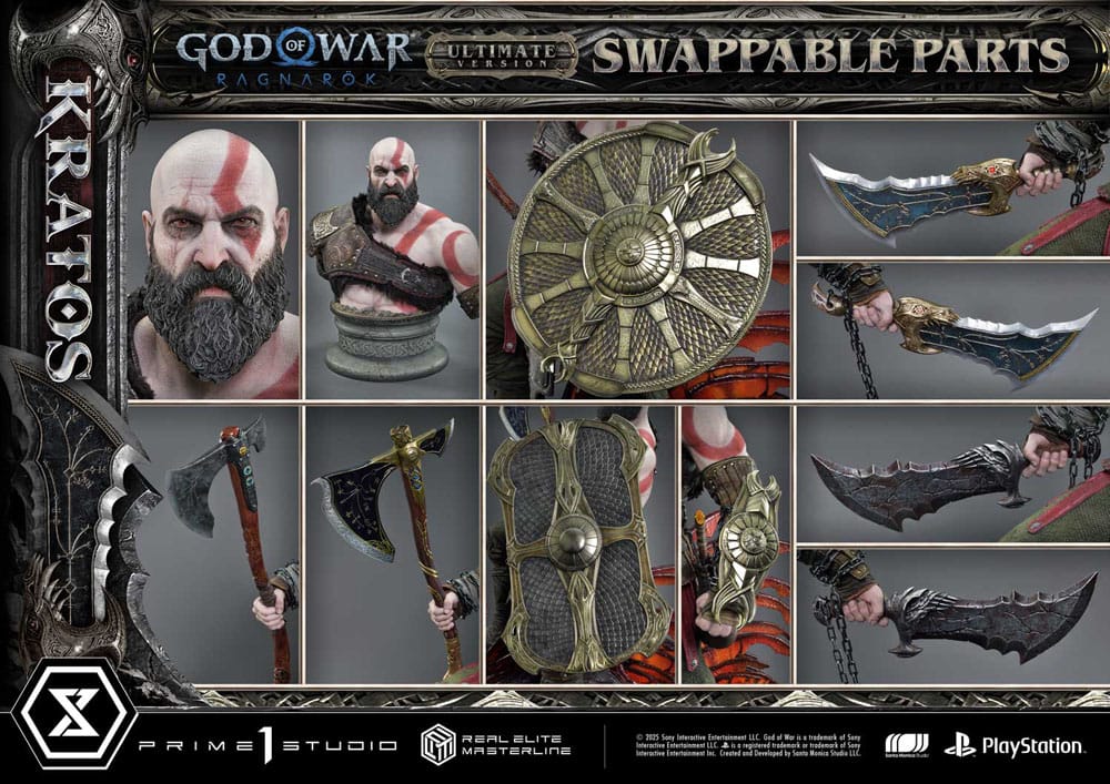 God of War: Ragnarok Real Elite Masterline Series Statue 1/3 Kratos Ultimate Bonus Version 95cm - Scale Statue - Prime 1 Studio - Hobby Figures UK