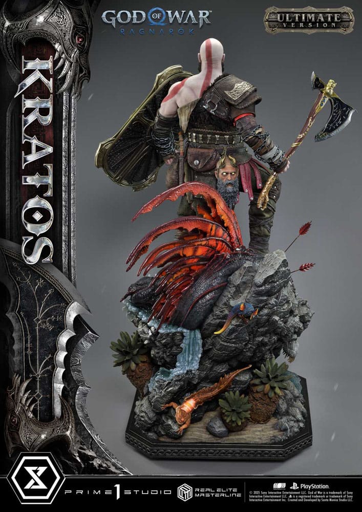 God of War: Ragnarok Real Elite Masterline Series Statue 1/3 Kratos Ultimate Bonus Version 95cm - Scale Statue - Prime 1 Studio - Hobby Figures UK