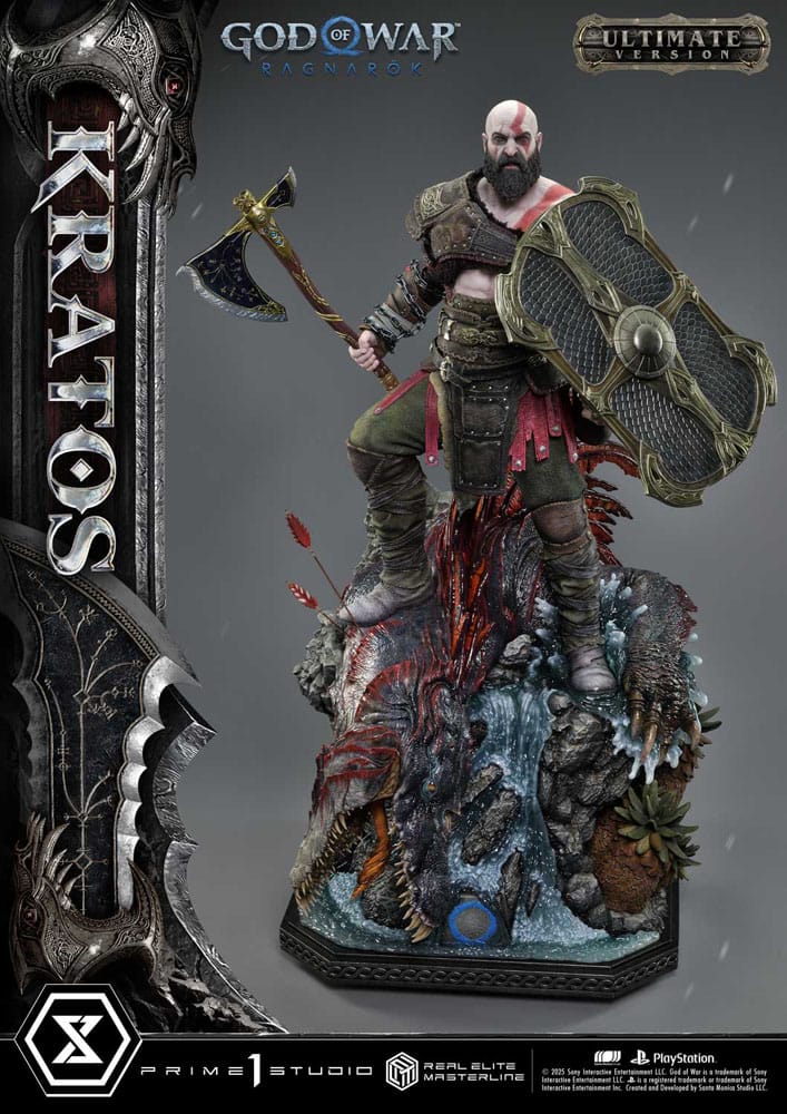God of War: Ragnarok Real Elite Masterline Series Statue 1/3 Kratos Ultimate Bonus Version 95cm - Scale Statue - Prime 1 Studio - Hobby Figures UK