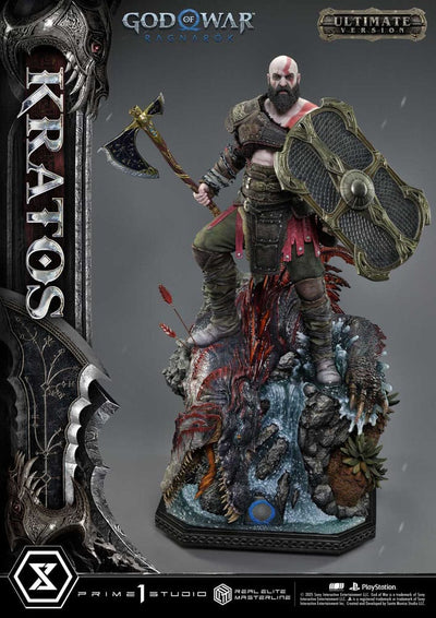 God of War: Ragnarok Real Elite Masterline Series Statue 1/3 Kratos Ultimate Bonus Version 95cm - Scale Statue - Prime 1 Studio - Hobby Figures UK