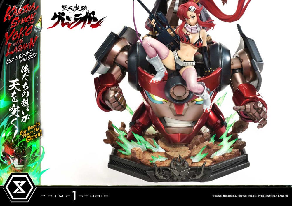 Gurren Lagann Ultimate Premium Masterline Series Statue 1/4 Kamina, Simon & Yoko with Lagann Deluxe Bonus Version 97cm - Scale Statue - Prime 1 Studio - Hobby Figures UK