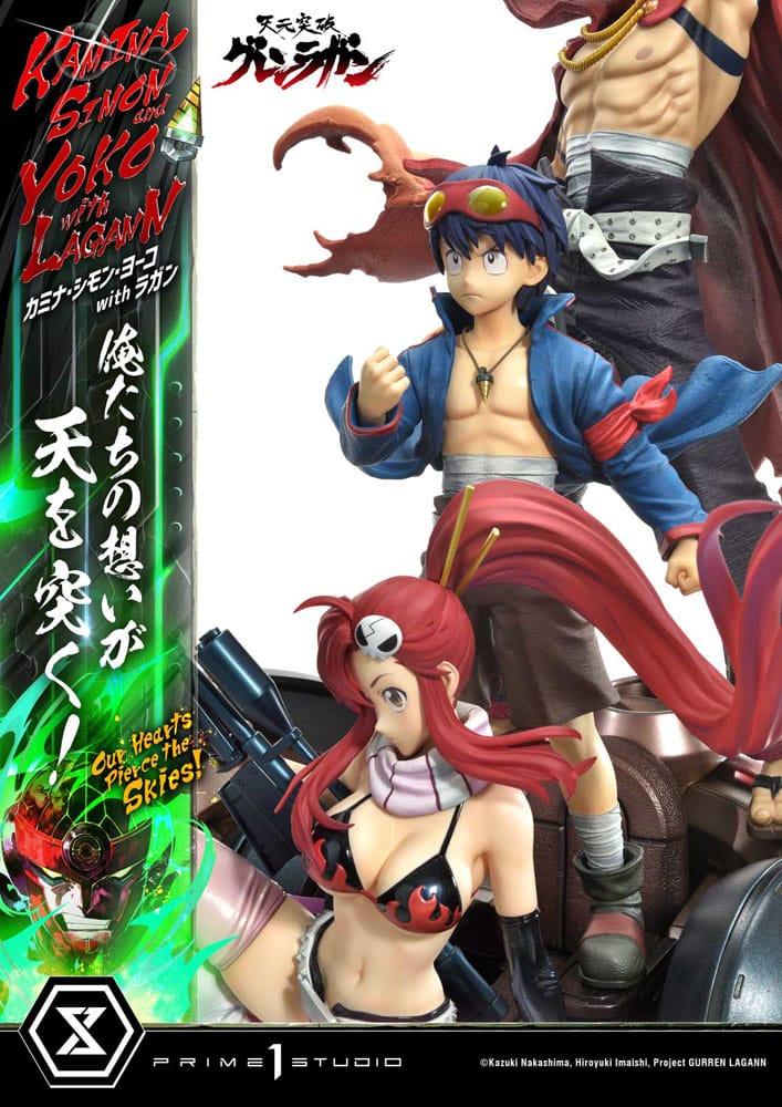 Gurren Lagann Ultimate Premium Masterline Series Statue 1/4 Kamina, Simon & Yoko with Lagann Deluxe Bonus Version 97cm - Scale Statue - Prime 1 Studio - Hobby Figures UK