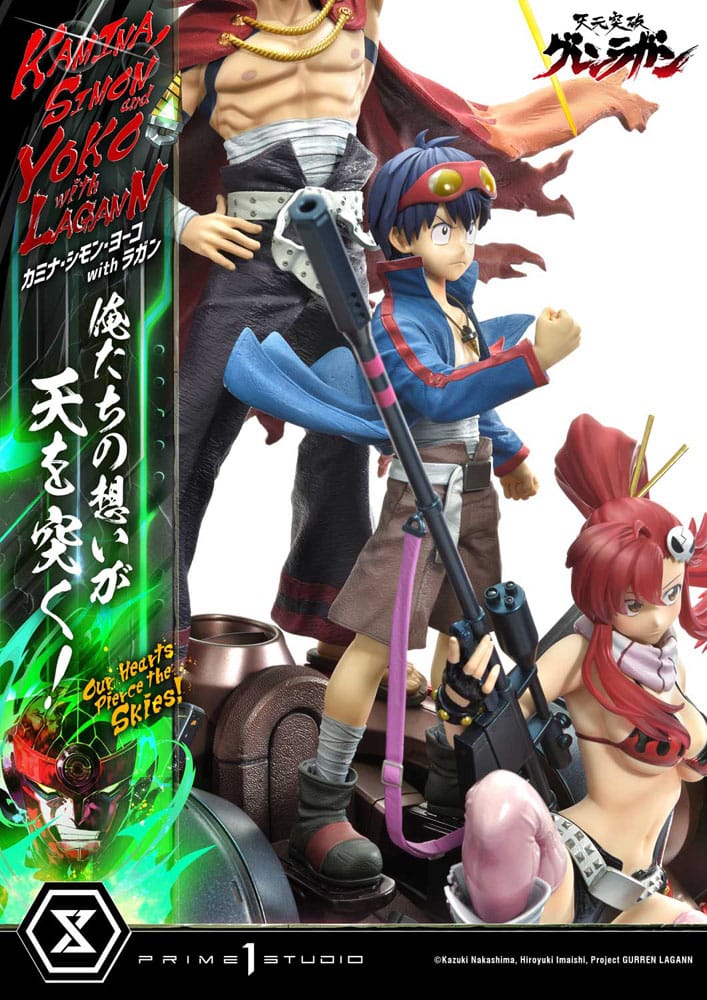 Gurren Lagann Ultimate Premium Masterline Series Statue 1/4 Kamina, Simon & Yoko with Lagann Deluxe Bonus Version 97cm - Scale Statue - Prime 1 Studio - Hobby Figures UK