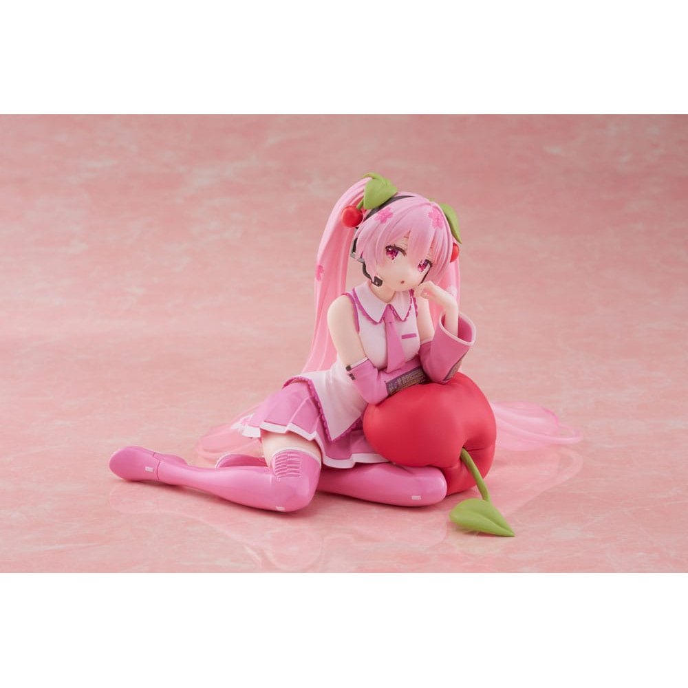 Hatsune Miku PVC Statue Desktop Cute Figure Sakura Miku Cherry Cushion Ver. 13cm - Scale Statue - Taito Prize - Hobby Figures UK