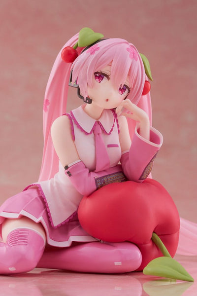 Hatsune Miku PVC Statue Desktop Cute Figure Sakura Miku Cherry Cushion Ver. 13cm - Scale Statue - Taito Prize - Hobby Figures UK