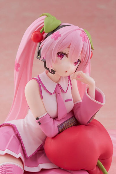 Hatsune Miku PVC Statue Desktop Cute Figure Sakura Miku Cherry Cushion Ver. 13cm - Scale Statue - Taito Prize - Hobby Figures UK