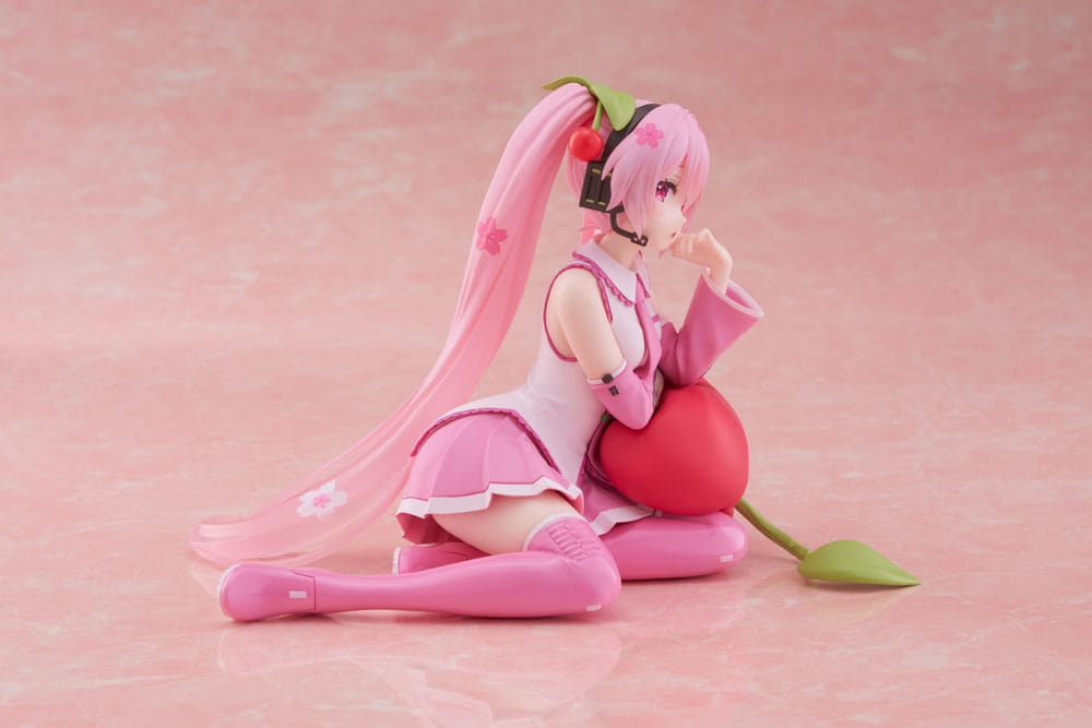 Hatsune Miku PVC Statue Desktop Cute Figure Sakura Miku Cherry Cushion Ver. 13cm - Scale Statue - Taito Prize - Hobby Figures UK