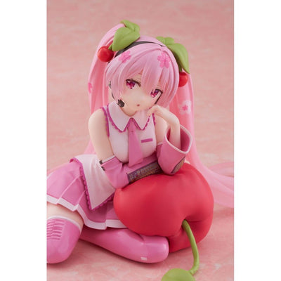 Hatsune Miku PVC Statue Desktop Cute Figure Sakura Miku Cherry Cushion Ver. 13cm - Scale Statue - Taito Prize - Hobby Figures UK