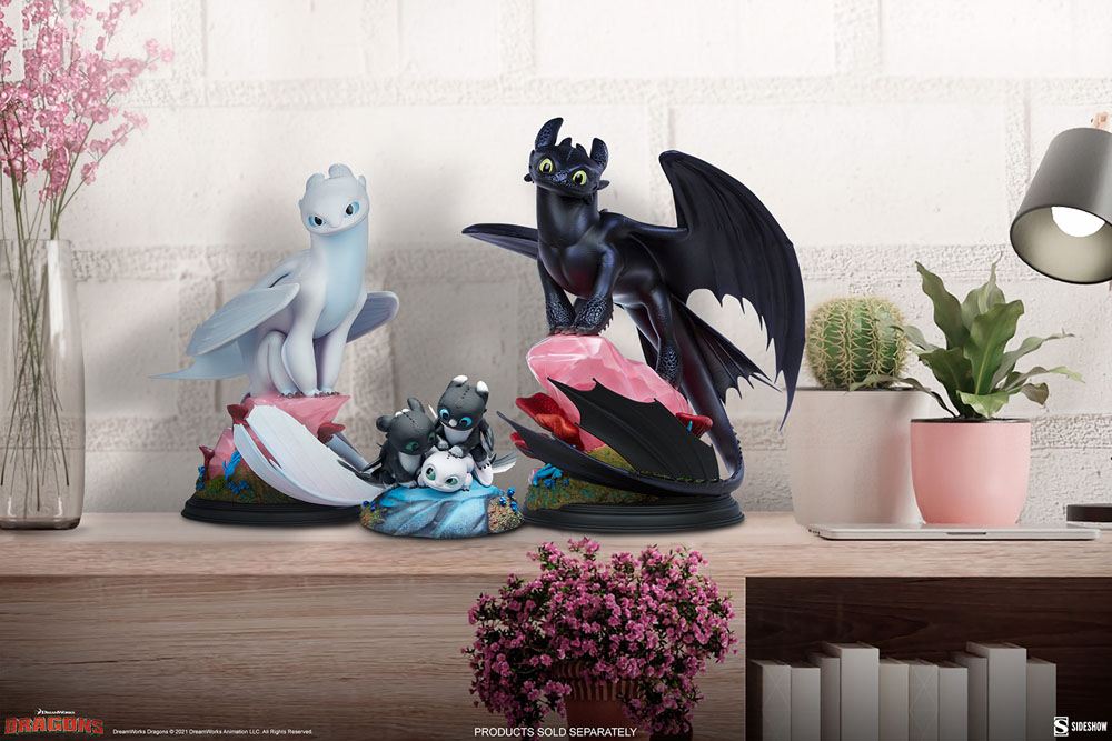 How to Train Your Dragon: The Hidden World Statue Dart, Pouncer and Ruffrunner 15cm - Scale Statue - Sideshow Collectibles - Hobby Figures UK