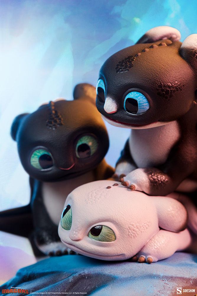 How to Train Your Dragon: The Hidden World Statue Dart, Pouncer and Ruffrunner 15cm - Scale Statue - Sideshow Collectibles - Hobby Figures UK