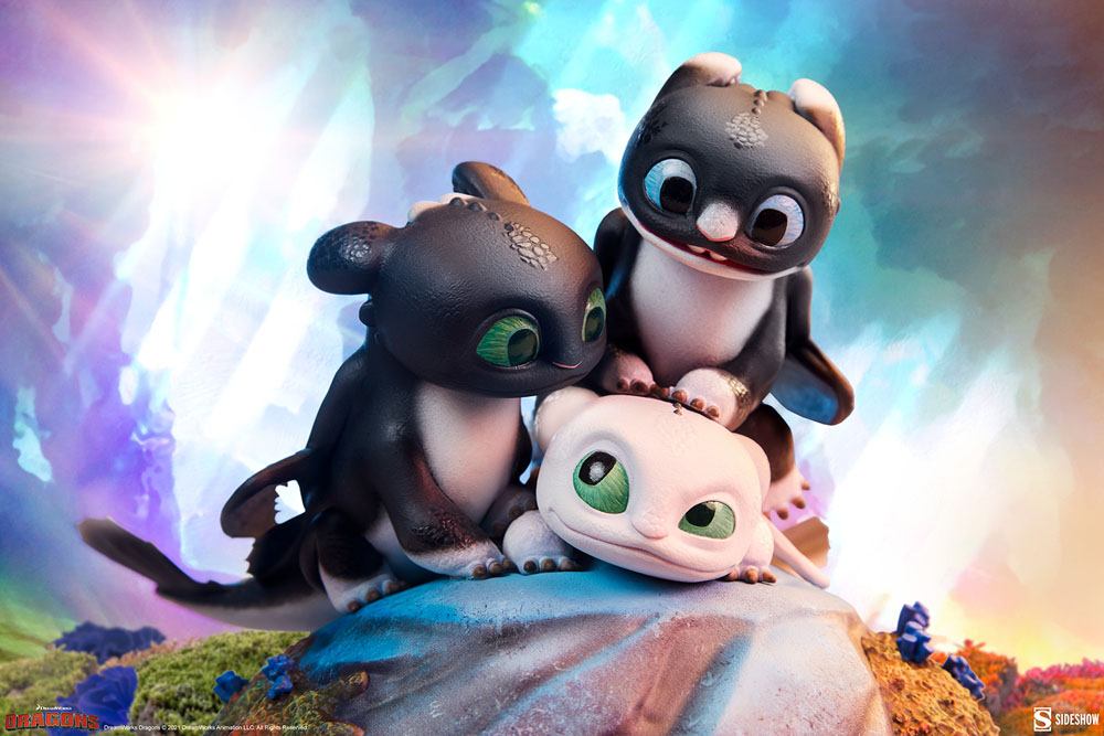 How to Train Your Dragon: The Hidden World Statue Dart, Pouncer and Ruffrunner 15cm - Scale Statue - Sideshow Collectibles - Hobby Figures UK