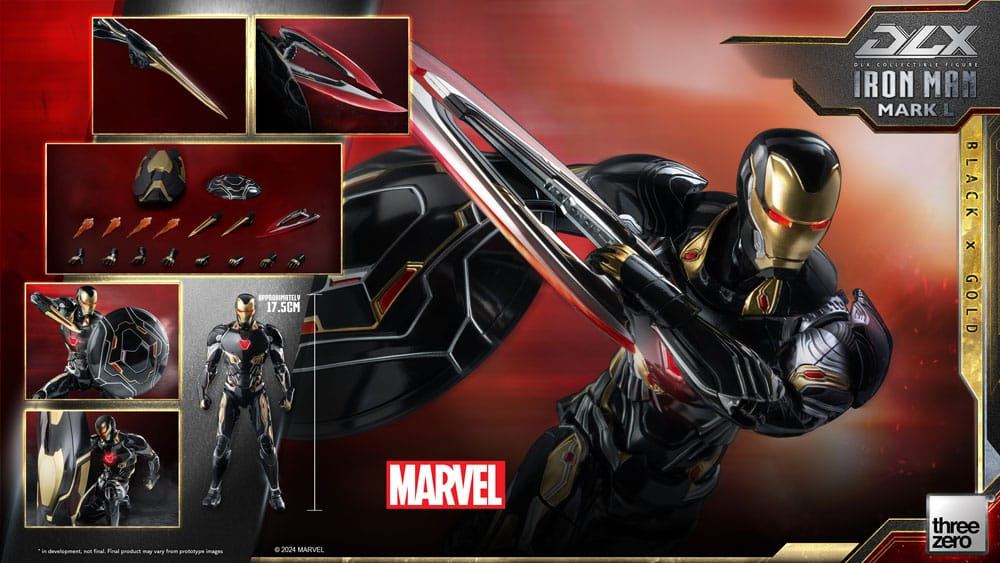 Infinity Saga DLX Action Figure 1/12 Iron Man Mark 50 (Black X Gold) 17cm - Action Figures - ThreeZero - Hobby Figures UK