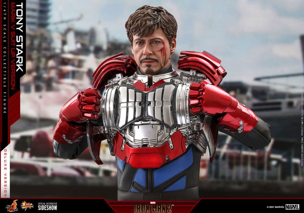 Iron Man 2 Movie Masterpiece Action Figure 1/6 Tony Stark (Mark V Suit Up Version) Deluxe 31cm - Action Figures - Hot Toys - Hobby Figures UK
