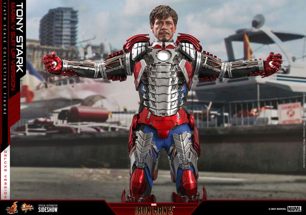 Iron Man 2 Movie Masterpiece Action Figure 1/6 Tony Stark (Mark V Suit Up Version) Deluxe 31cm - Action Figures - Hot Toys - Hobby Figures UK