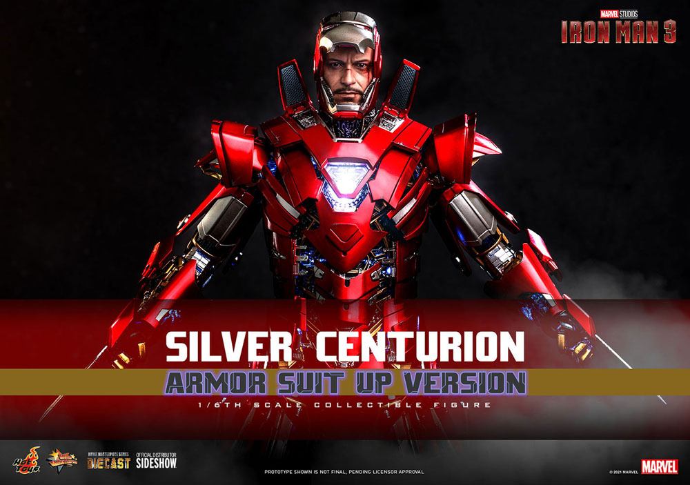 Iron Man 3 Movie Masterpiece Action Figure 1/6 Silver Centurion (Armor Suit Up Version) 32cm - Action Figures - Hot Toys - Hobby Figures UK