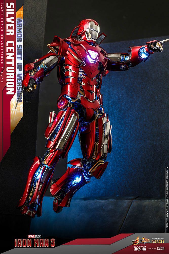 Iron Man 3 Movie Masterpiece Action Figure 1/6 Silver Centurion (Armor Suit Up Version) 32cm - Action Figures - Hot Toys - Hobby Figures UK