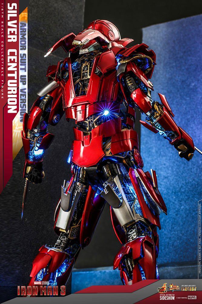 Iron Man 3 Movie Masterpiece Action Figure 1/6 Silver Centurion (Armor Suit Up Version) 32cm - Action Figures - Hot Toys - Hobby Figures UK