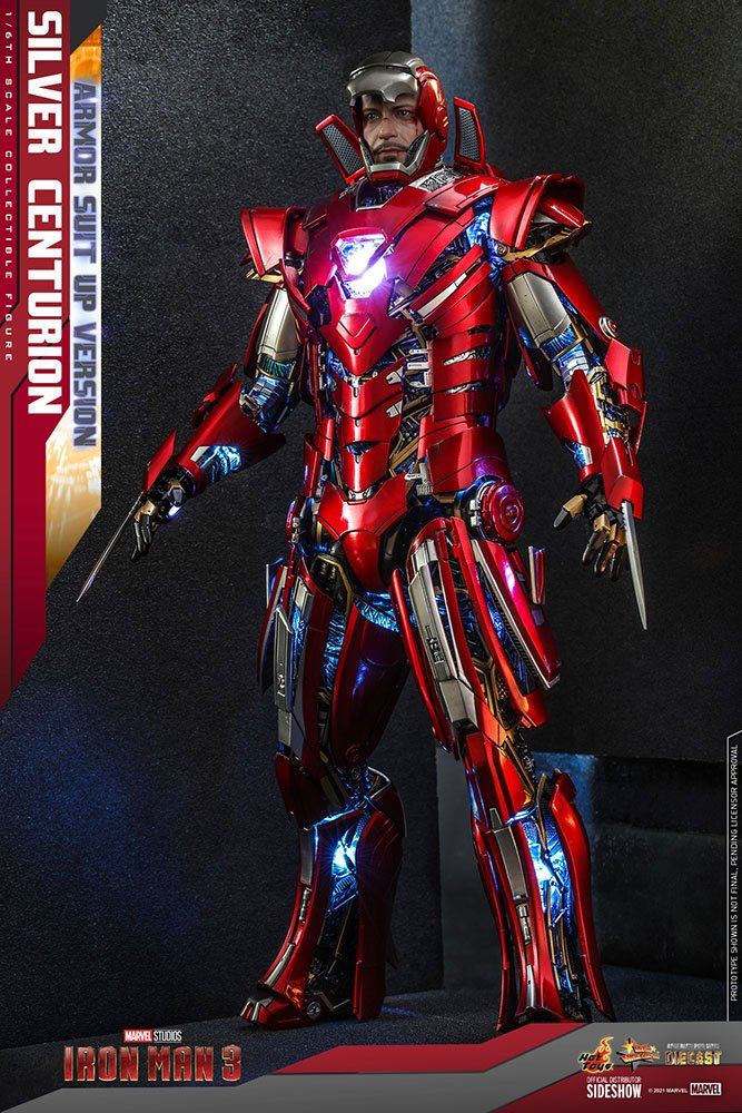 Iron Man 3 Movie Masterpiece Action Figure 1/6 Silver Centurion (Armor Suit Up Version) 32cm - Action Figures - Hot Toys - Hobby Figures UK