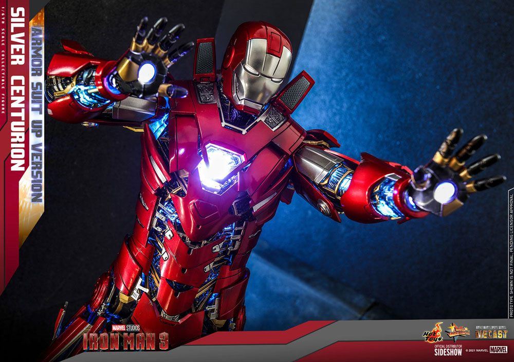 Iron Man 3 Movie Masterpiece Action Figure 1/6 Silver Centurion (Armor Suit Up Version) 32cm - Action Figures - Hot Toys - Hobby Figures UK