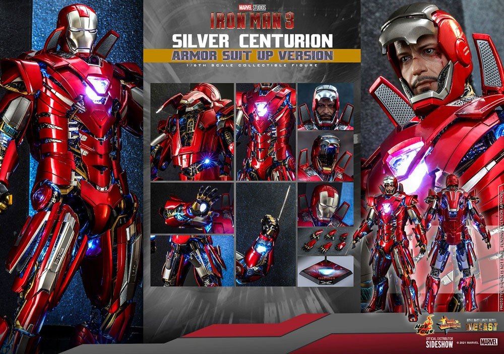 Iron Man 3 Movie Masterpiece Action Figure 1/6 Silver Centurion (Armor Suit Up Version) 32cm - Action Figures - Hot Toys - Hobby Figures UK