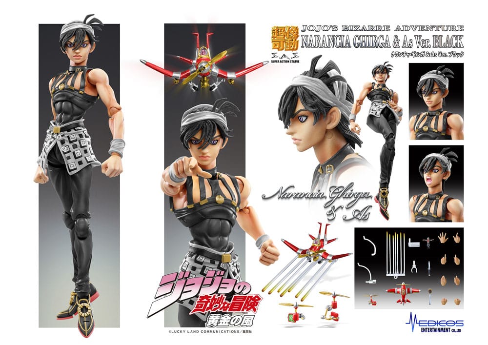 JoJo's Bizarre Adventure Part 5: Golden Wind Action Figure Chozokado (Narancia Ghirga & As Ver. Black) 15cm - Action Figures - Medicos Entertainment - Hobby Figures UK