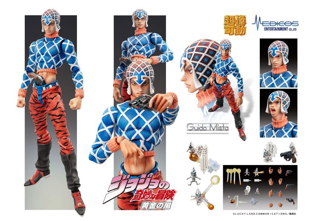 JoJo's Bizarre Adventure Part 5 Golden Wind Super Action Statue Figure Chozokado Guido Mista & Sex Pistols (re-run) 15cm - Action Figures - Medicos Entertainment - Hobby Figures UK