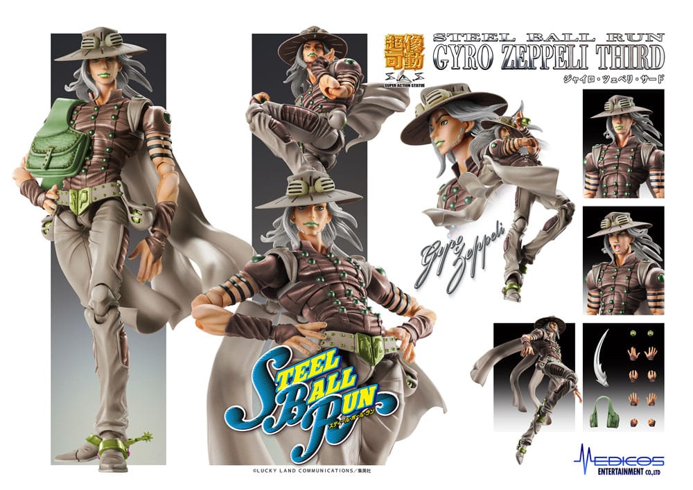 JoJo's Bizarre Adventure Part 7 Steel Ball Run Super Action Statue Figure Chozokado Gyro Zeppeli Second 15cm - Action Figures - Medicos Entertainment - Hobby Figures UK