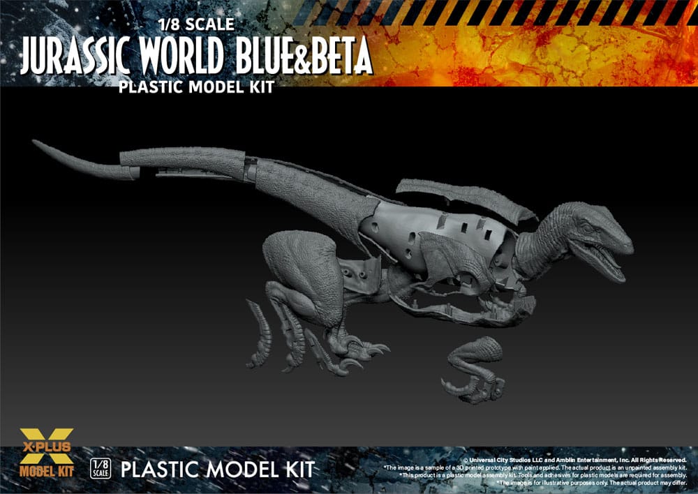 Jurassic World Plastic Model Kit 1/8 Dominion Velociraptor Blue & Beta 40cm - Model Kit - X-Plus - Hobby Figures UK