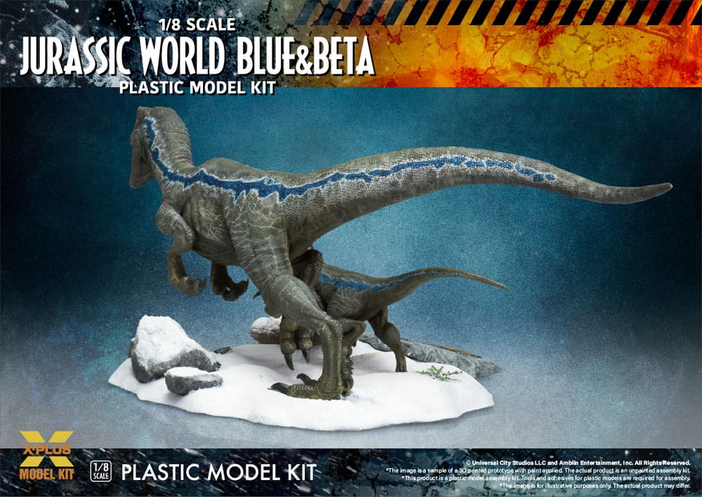 Jurassic World Plastic Model Kit 1/8 Dominion Velociraptor Blue & Beta 40cm - Model Kit - X-Plus - Hobby Figures UK