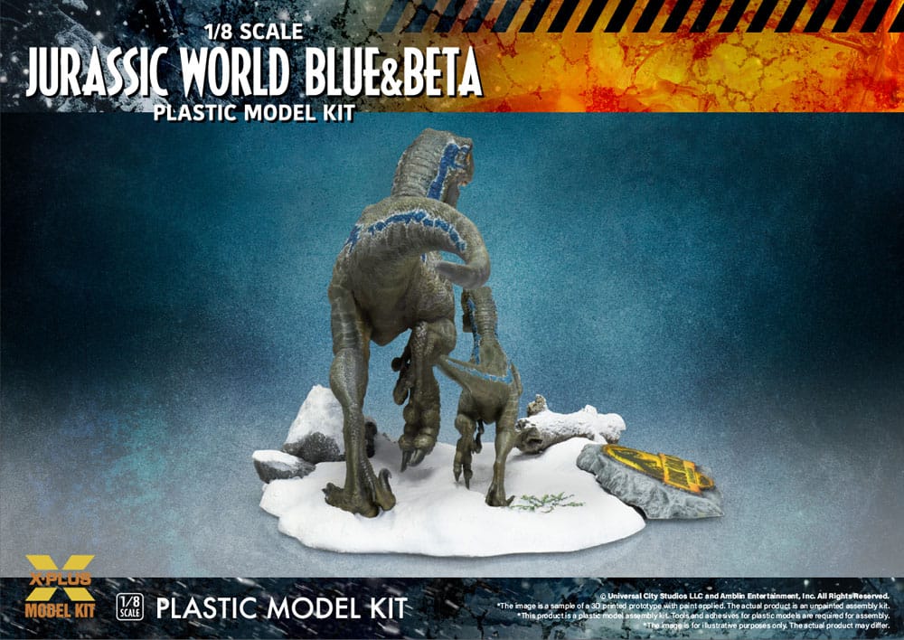 Jurassic World Plastic Model Kit 1/8 Dominion Velociraptor Blue & Beta 40cm - Model Kit - X-Plus - Hobby Figures UK