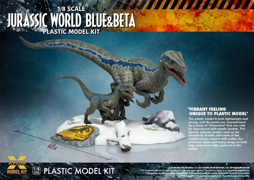 Jurassic World Plastic Model Kit 1/8 Dominion Velociraptor Blue & Beta 40cm - Model Kit - X-Plus - Hobby Figures UK