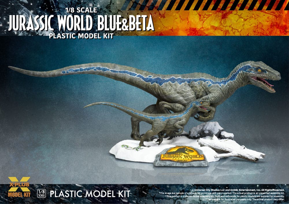 Jurassic World Plastic Model Kit 1/8 Dominion Velociraptor Blue & Beta 40cm - Model Kit - X-Plus - Hobby Figures UK