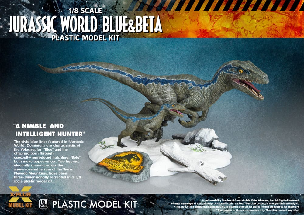 Jurassic World Plastic Model Kit 1/8 Dominion Velociraptor Blue & Beta 40cm - Model Kit - X-Plus - Hobby Figures UK