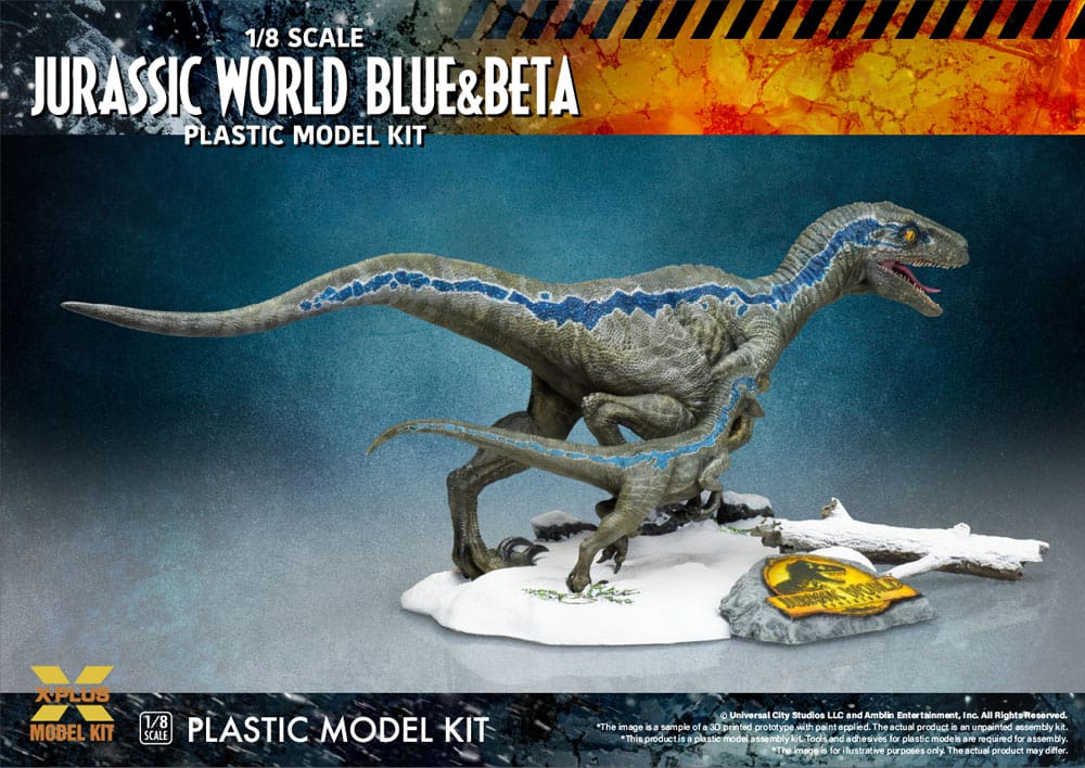 Jurassic World Plastic Model Kit 1/8 Dominion Velociraptor Blue & Beta 40cm - Model Kit - X-Plus - Hobby Figures UK