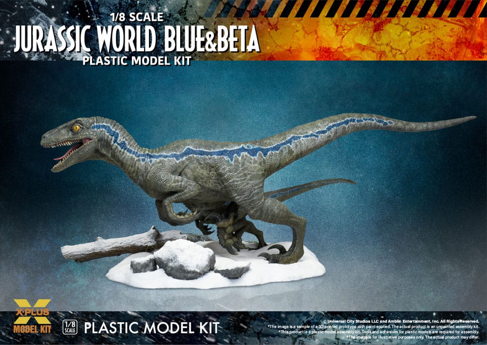 Jurassic World Plastic Model Kit 1/8 Dominion Velociraptor Blue & Beta 40cm - Model Kit - X-Plus - Hobby Figures UK