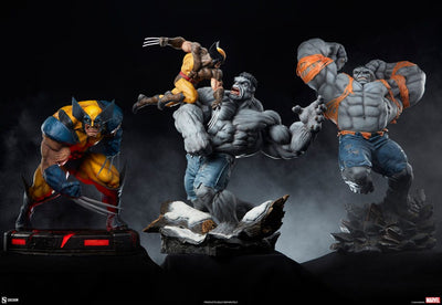 Marvel Statue Grey Hulk vs Wolverine 58cm - Scale Statue - Sideshow Collectibles - Hobby Figures UK