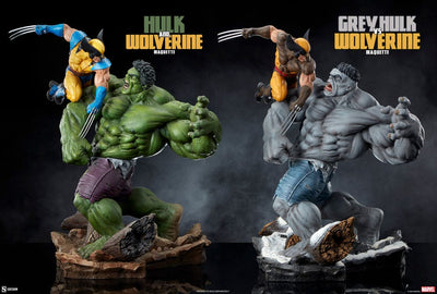 Marvel Statue Grey Hulk vs Wolverine 58cm - Scale Statue - Sideshow Collectibles - Hobby Figures UK