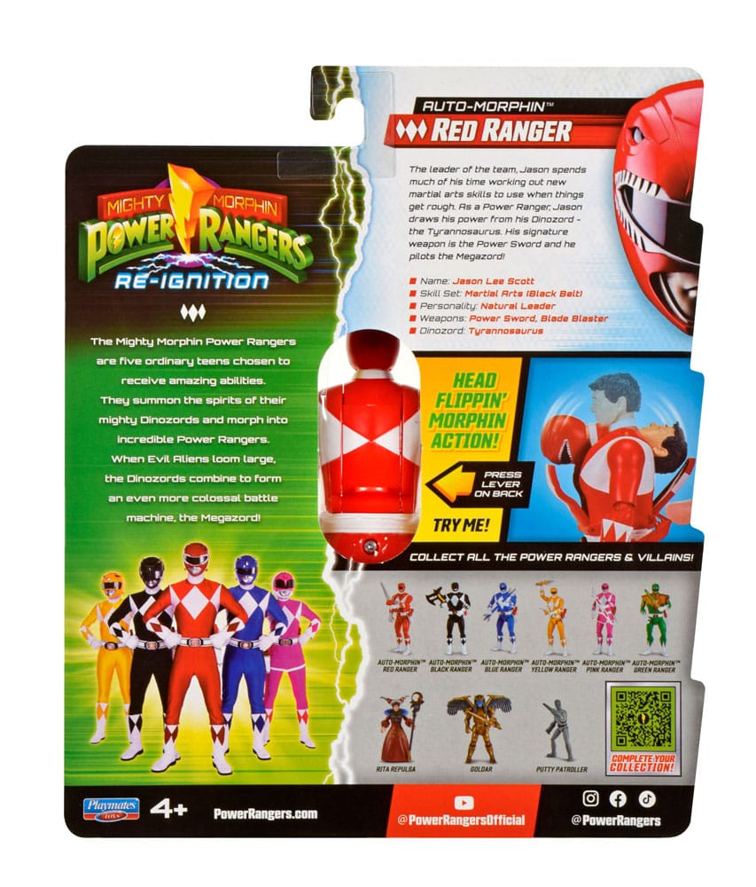 Mighty Morphin Power Rangers Action Figure Auto-Morphin Red Ranger 12c ...