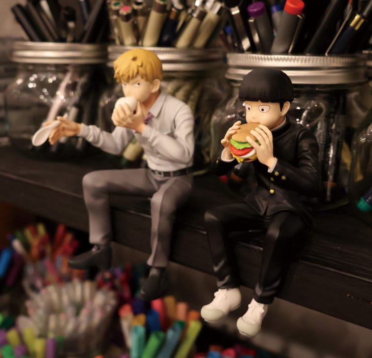 Mob Psycho 100 III x Bunbougu Cafe 2022 PVC Statue Shigeo Kageyama & Ekubo 13cm - Scale Statue - Union Creative - Hobby Figures UK