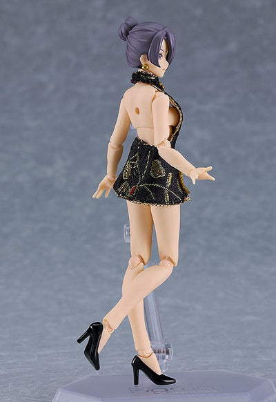 Original Character Figma Action Figure Female Body (Mika) Mini Skirt Chinese Dress Outfit (Black) 13cm - Action Figures - Max Factory - Hobby Figures UK