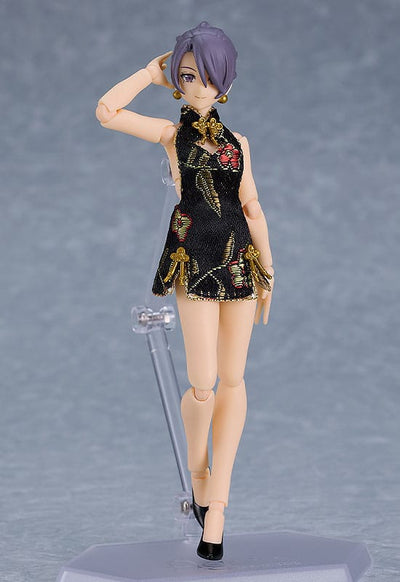 Original Character Figma Action Figure Female Body (Mika) Mini Skirt Chinese Dress Outfit (Black) 13cm - Action Figures - Max Factory - Hobby Figures UK