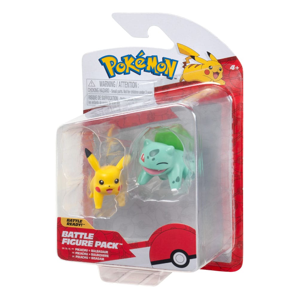 Pokémon Battle Figure First Partner Set Figure 2-Pack Bulbasaur #2, Pikachu #1 - Mini Figures - Jazwares - Hobby Figures UK